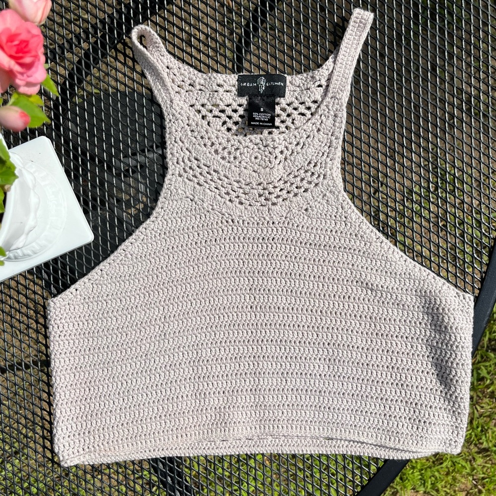 Dream Catcher Neutral Crochet Tank Top Size S